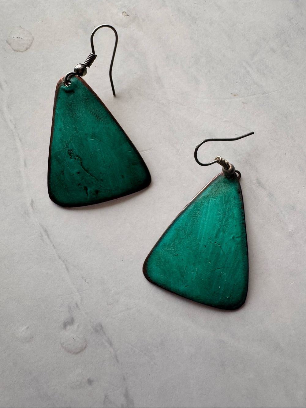 Green Triangle Drop Earrings - Lightweight Women’s Jewelry